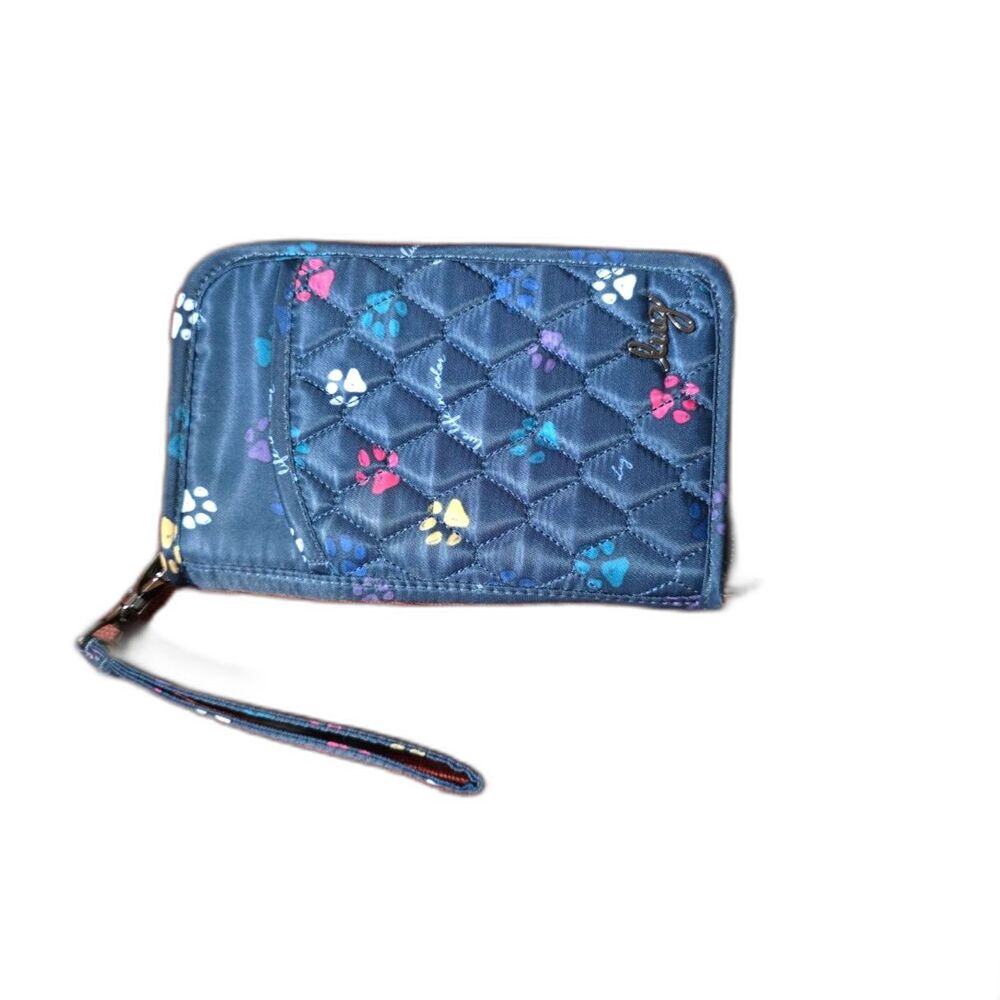 LUG RFID Wristlet Wallet – Navy Paw Print Print